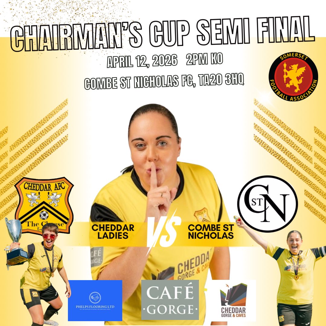CheddarLadies's tweet photo. One day to go until our semi final and your support is really appreciated! Up the cheese 💛 @SomersetFA https://t.co/R2TD1FzrPn