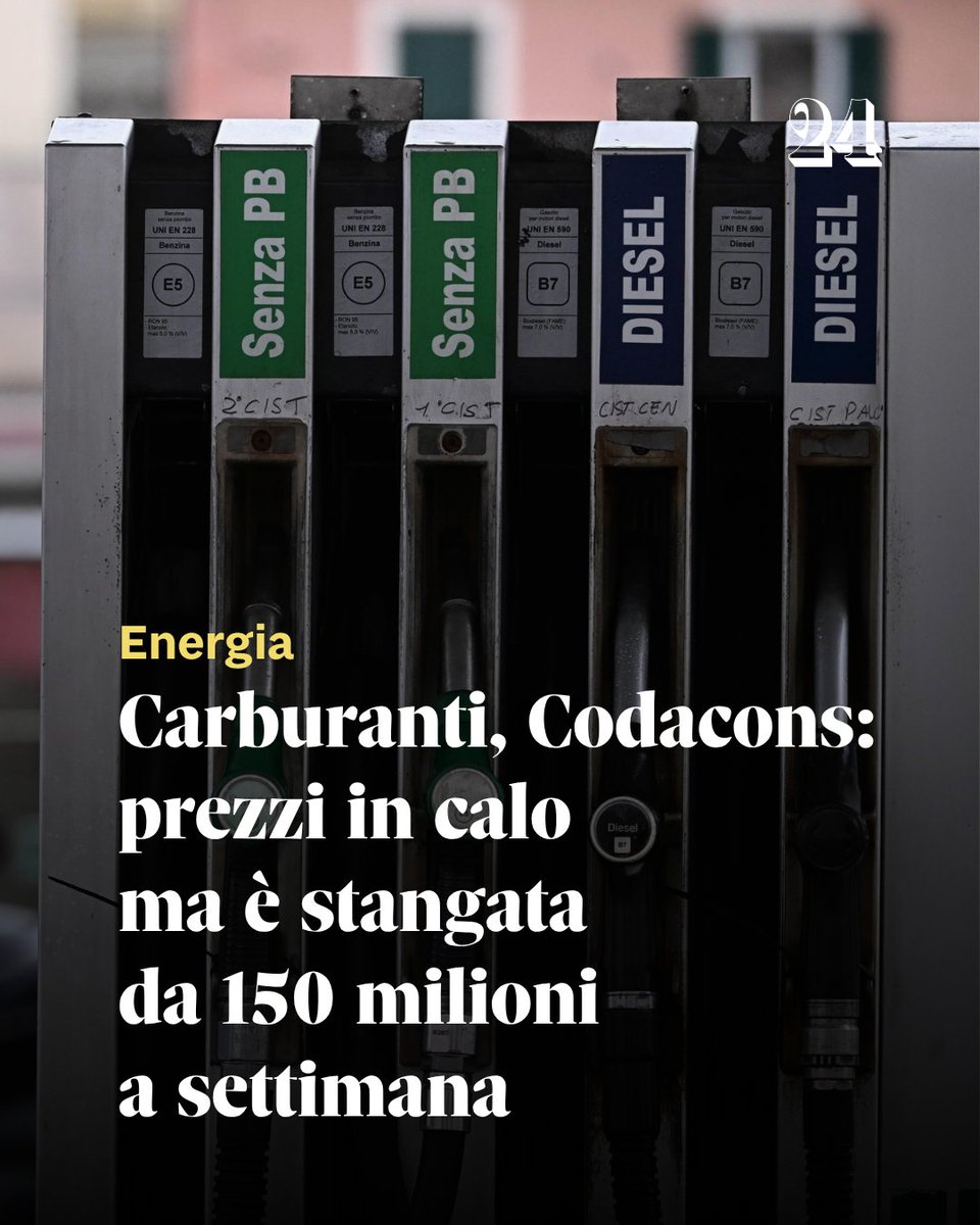 sole24ore's tweet image. 🔸 Per saperne di più: ilsole24ore.com/art/carburanti…

#carburanti #Codacons #energia