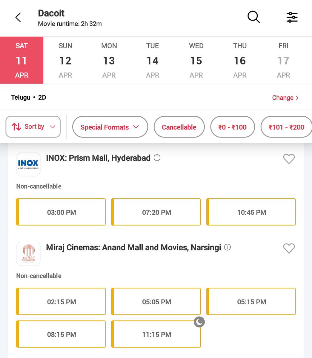 Bhas18698Durgam's tweet photo. Prathi area lo HOUSEFULL boards 🔥😳
#Dacoit literally box office ni rule chestundi 💣

#BlockBusterDacoit

In cinema now' 
Book your tickets https://t.co/9lWoPCCRDN