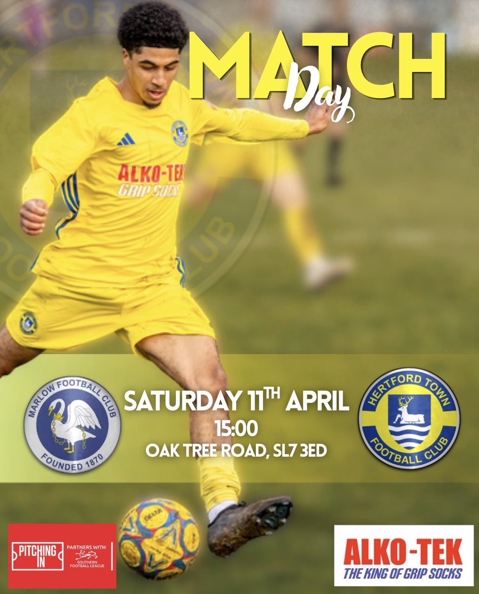 HertfordTownFC's tweet image. MATCH DAY - @MarlowFC 

The boys on the road this afternoon as we look to make a late move for the play offs 

Come and get behind the team🔵🟡

UP THE HERTFORD 🫡

#htfc #blues #hertfordtownfc