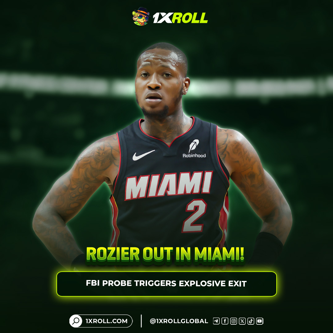 1XRoll1's tweet photo. SPORTS BEAT • ROZIER GAMBLING SHOCK

✅Heat waive Rozier after FBI arrest in illegal betting probe
✅Guard on leave since 2025 amid fraud &amp; gambling allegations
✅Scandal-linked exit as Miami clears roster for playoffs

#1XRoll #NBA #MiamiHeat #Rozier https://t.co/183PaVIKvL