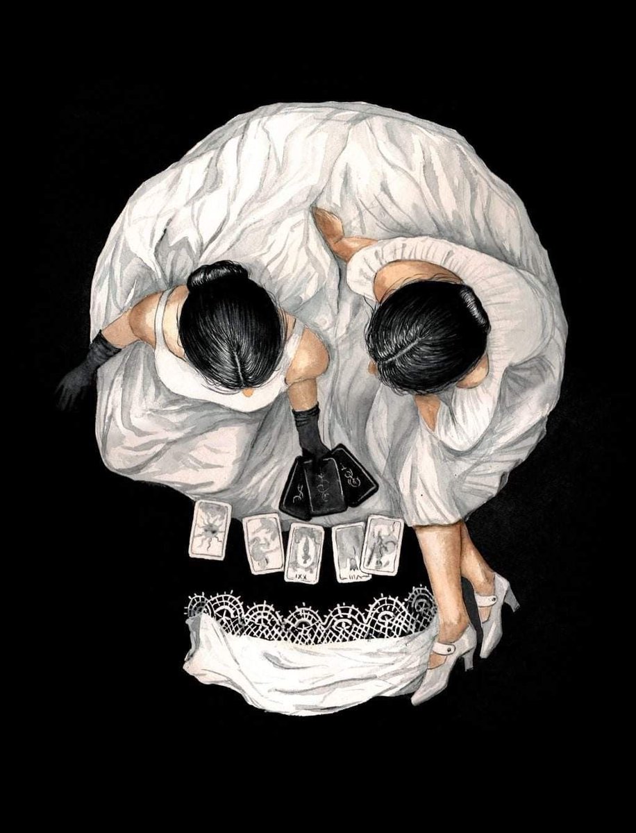 pmamtraveller's tweet image. "Tarot Reader Girl - Optical Illusion Skull" by artist Olga Beliaeva.