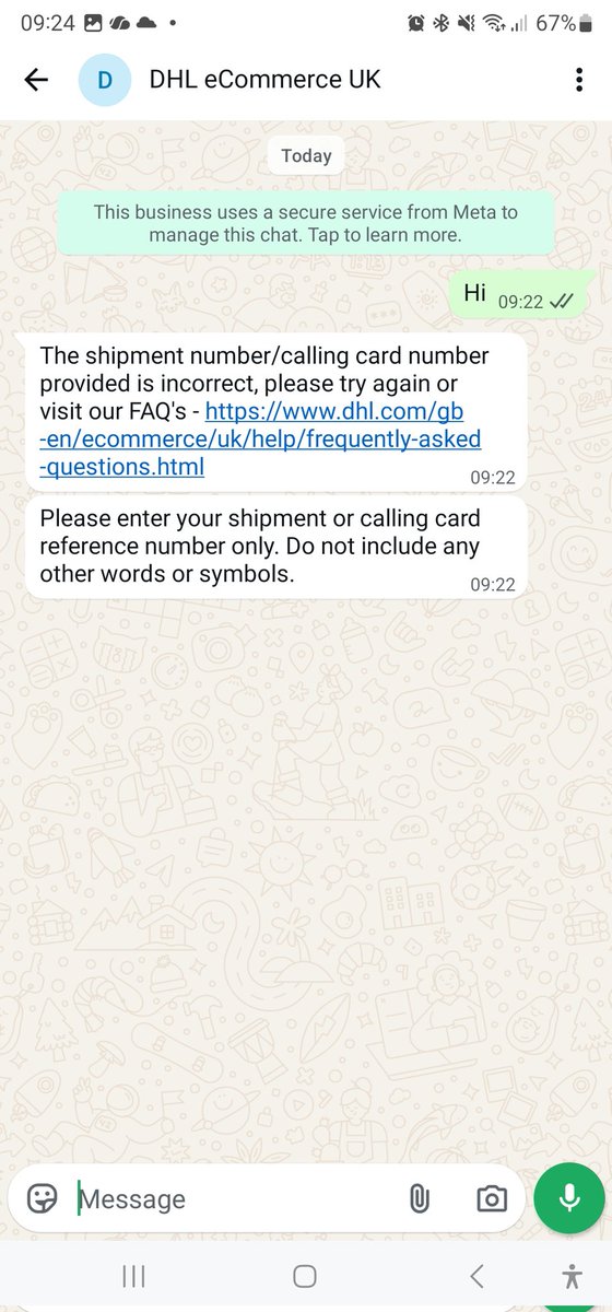 Cello_Boogie's tweet photo. @DHLGlobal why is it impossible to get help? What customers do you do when the 
DHL shipment number dosen't work? Bring back human customer service please! https://t.co/GDJWVLDsD6