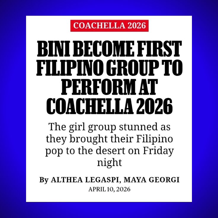 TheePopCore's tweet photo. Rolling Stone highlights BINI making history at Coachella:

— “Bini Become First Filipino Group to Perform at Coachella 2026” https://t.co/cjRfoMf192