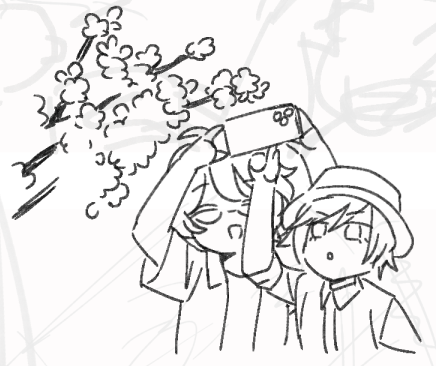 108ss's tweet photo. これはお花見にいって桜を接写する四ノ宮さんと手伝うトキヤくんのらくがき（？） https://t.co/kmLX66K1ts