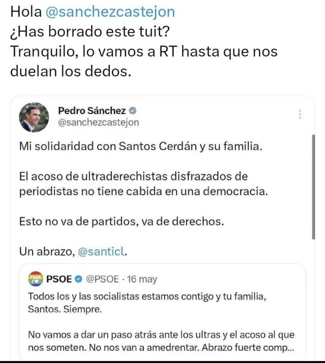 Hola <a href="/sanchezcastejon/">Pedro Sánchez</a>