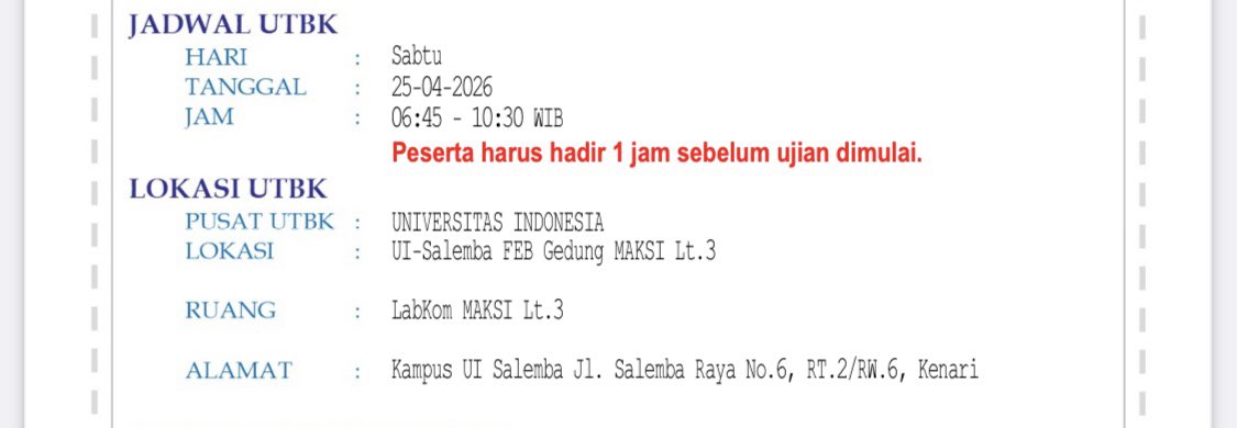 qilovest's tweet photo. adakah yang sama di ui salemba tgl 25 sesi 1??? https://t.co/VN4WIh8m7g