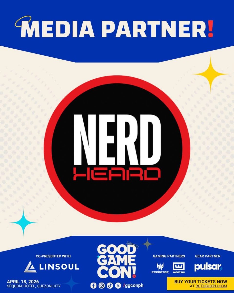 GGConPH's tweet photo. Back2Gaming, Gaming Pinas, WhenInManila dot com, and NerdHeard are joining Good Game Con! as our official Media Partners 🎥✨

GRAB YOUR TICKETS NOW 🎟 

📅 April 18. Sequoia Hotel, Quezon City

#ggconph #ggcon2026 #back2gaming #gamingpinas #nerdherd #wheninmanila #mediapartners https://t.co/xU5q0IumKw