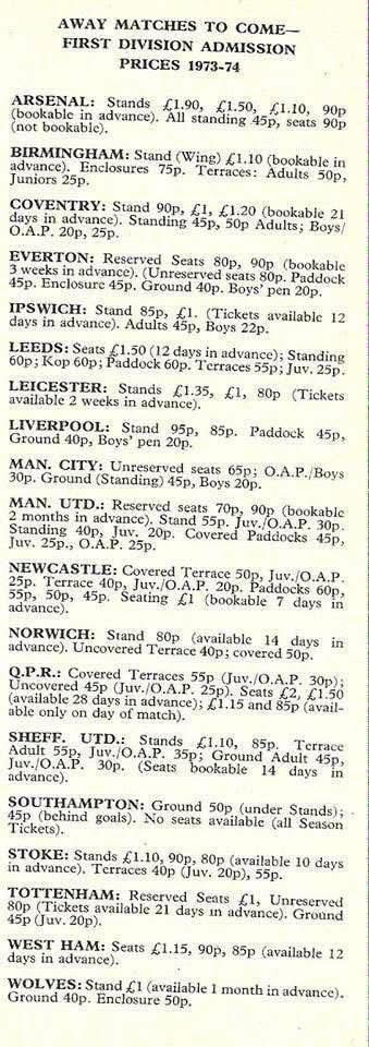 NickyAllt's tweet image. Admission Prices into the match 50 years ago. They estimate the cost of most things has multiplied by 10 since then. So by that adage it should be a Tenner tops to watch your team. The Game has been stolen from the people who made it great. Yes - THE FANS! #fans #football 😱😱