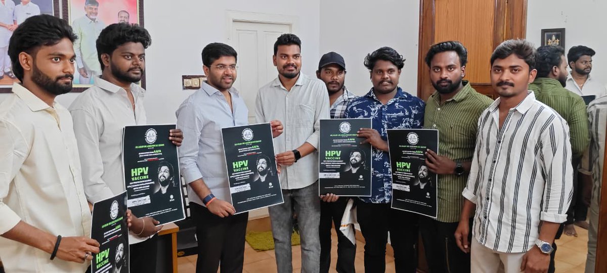 AAWAKakinada's tweet photo. Honored to launch the HPV Vaccination Awareness Brochure in Kakinada , under the esteemed guidance of Kakinada  Rural  MLA Son Sri Pantham Sandeep Garu . ❤️🙏
An initiative by the Allu Arjun Fans Association Kakinada 

#AAFASupportsHPVDrive #Alluarjunfankakinada https://t.co/AaZv8SlSL7
