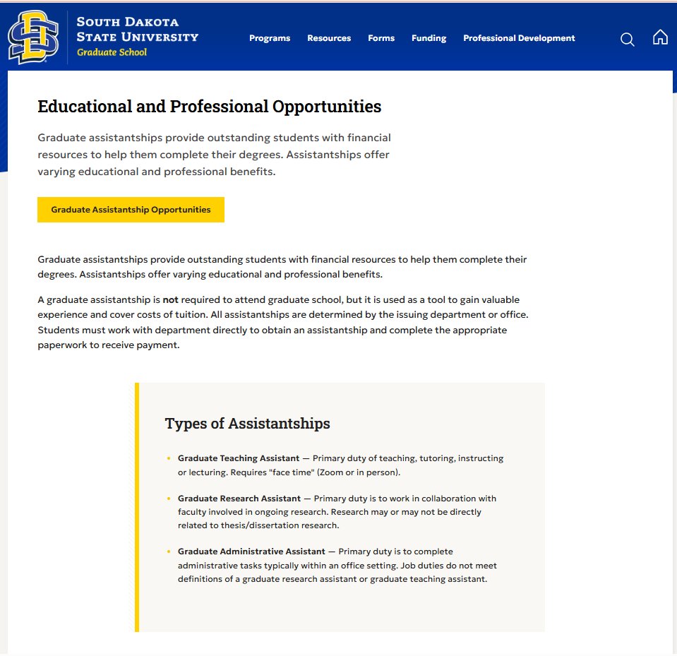 sylviewatikum's tweet image. Tuition and fees waiver + salary compensation (GRADUATE ASSISTANTSHIPS) in the USA. Here is everything you need to know 👇

A comprehensive list of Graduate Assistantships is in my database. Sign up for access studyabroadprep.com/653r39

📚 𝐒𝐭𝐮𝐝𝐲 𝐥𝐞𝐯𝐞𝐥𝐬
• Master’s and