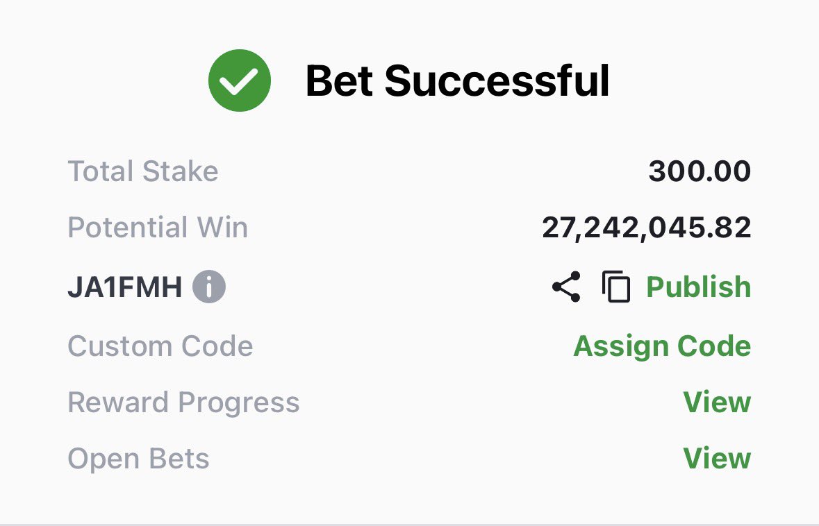 Afc_saks1's tweet image. Mega odds (today only)

Sporty code - JA1FMH

Edit, Repost for others