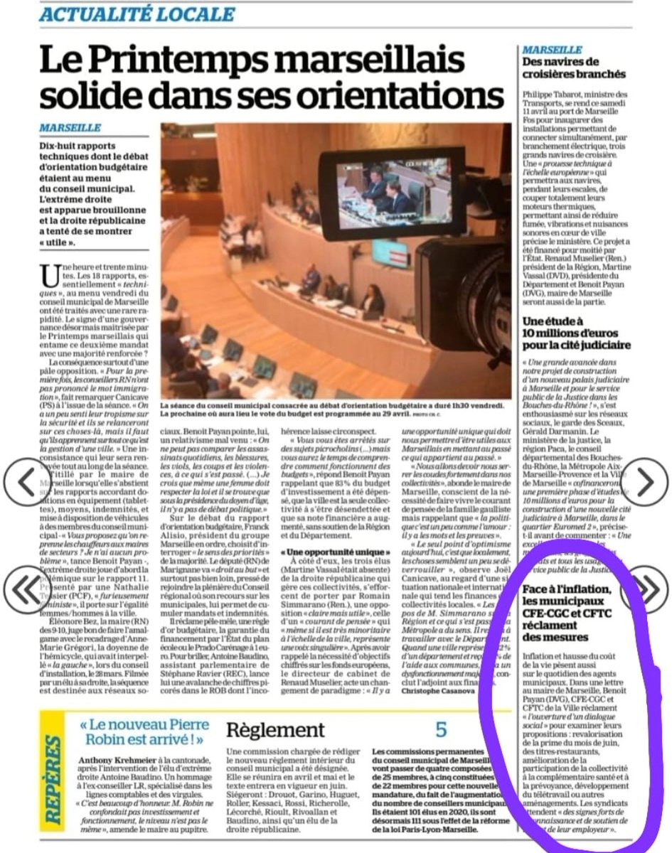 EnsembleCftcCgc's tweet photo. Remerciement au quotidien la Marseillaise qui met à l'honneur nos revendications pour lutter face à l'inflation 
@marseille https://t.co/HD9kOt5v1x