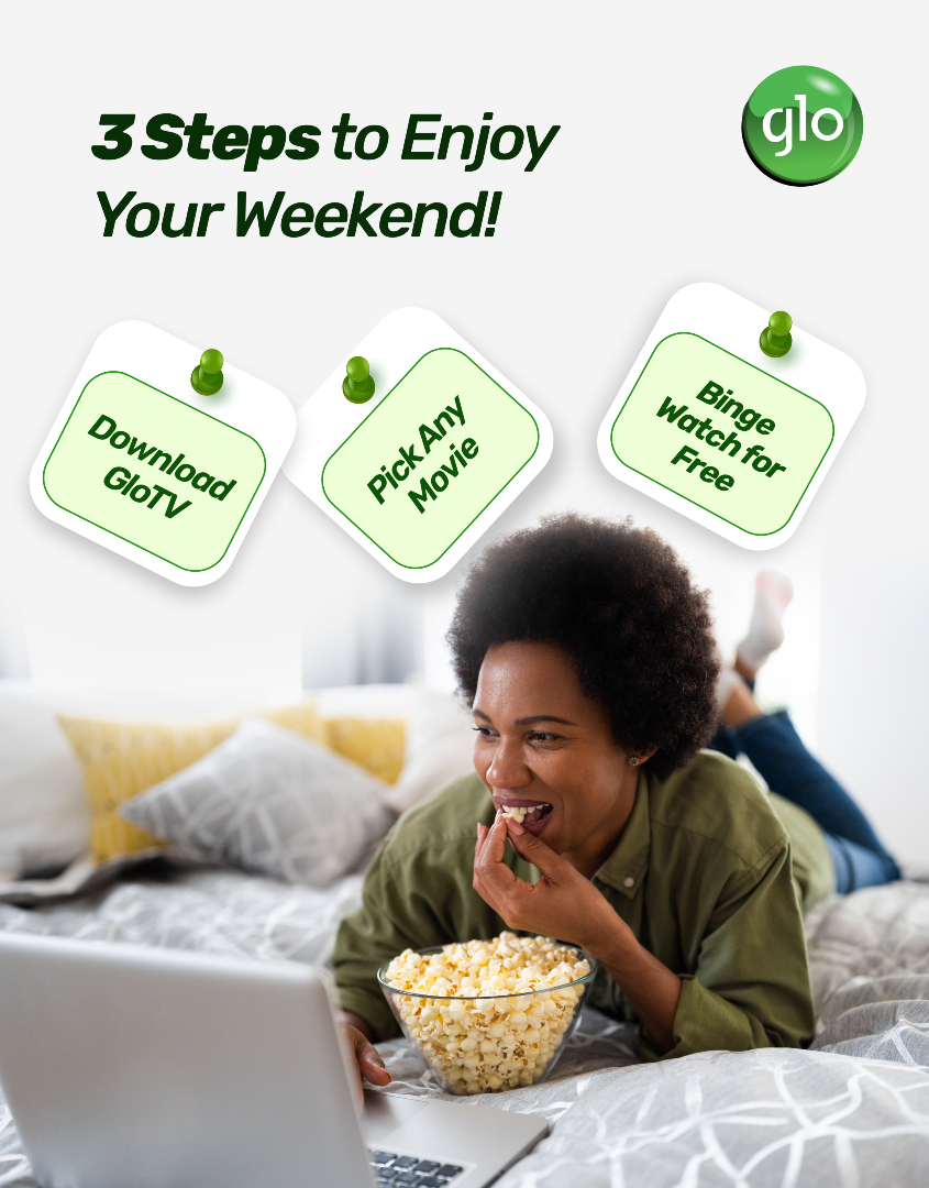 GloWorld's tweet image. Weekend plans simplified in three easy steps. Download GloTV and stream any movie you want for free. 

That's it, that's the plan.

#Relaxation #GloUnlimited #Gloworld