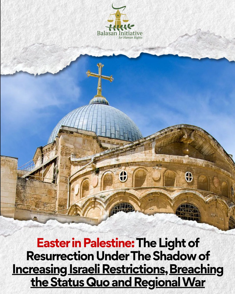 BalasanR's tweet photo. Although Israel's restrictions on Palestinian Christians on Easter aren't new, they mark a serious escalation in the erosion of the Status Quo of Jerusalem. They diminish centuries-old traditions &amp; transform religious rights from a protected right into a "conditional privilege." https://t.co/pTMCpr8ySB