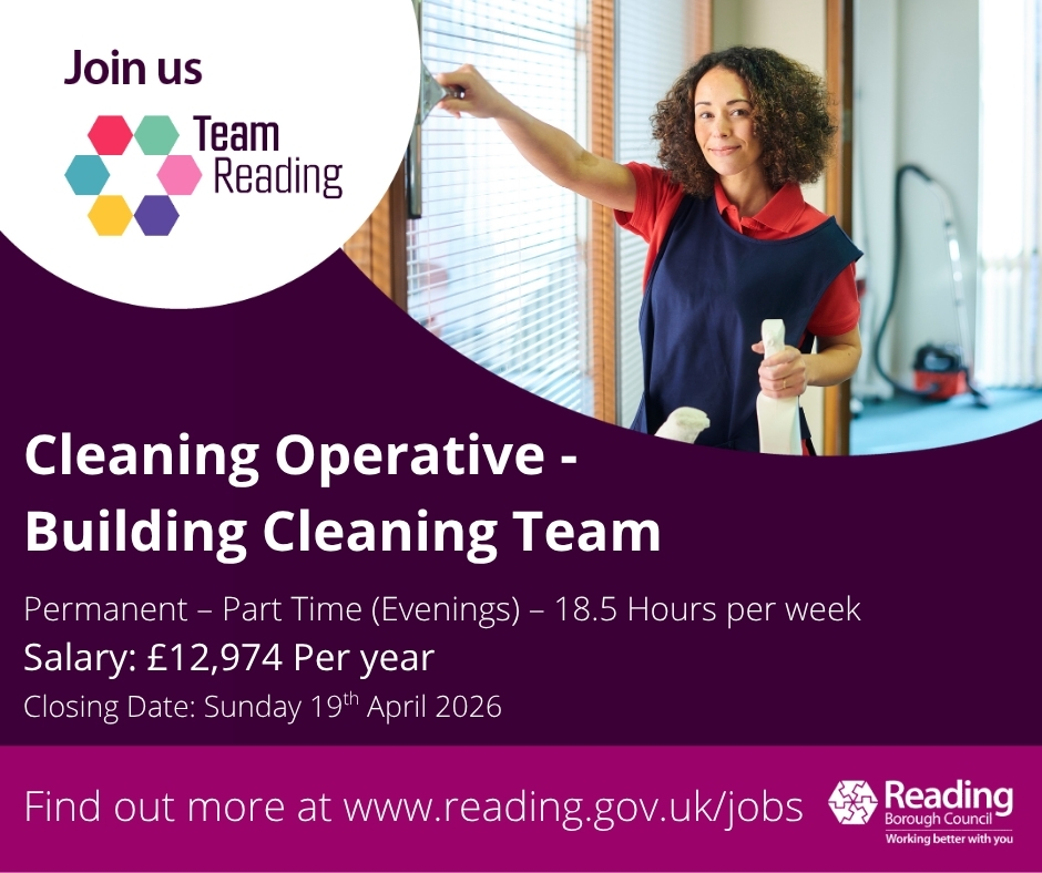 ReadingCouncil's tweet photo. 🧹 We’re Hiring: Part-Time (Evenings) Cleaning Operative – Building Cleaning Team 🧼

Are you reliable, hard-working, and take pride in a job well done? We’re looking for a Part-Time (Evenings) Cleaning Operative to join our Building Cleaning Team.

You’ll play a vital role in keeping our buildings clean, safe, and welcoming for staff, residents, and visitors — helping to maintain the high standards our community deserves.

✨ In this role, you’ll:
🏢 Carry out general cleaning duties across council buildings, offices, and public areas
🧽 Ensure hygiene and cleanliness standards are consistently maintained
🕓 Work part-time hours that fit around your schedule
👥 Be part of a supportive and friendly facilities team

💼 What we’re looking for:
✅ A strong work ethic and attention to detail
✅ Experience in cleaning or facilities (preferred, but not essential)
✅ Ability to work independently and as part of a team
✅ A positive attitude and commitment to high standards

If you take pride in creating clean, welcoming spaces and want a role with real purpose in your local community, we’d love to hear from you!

💻 To apply: https://t.co/kO4v7MQR45