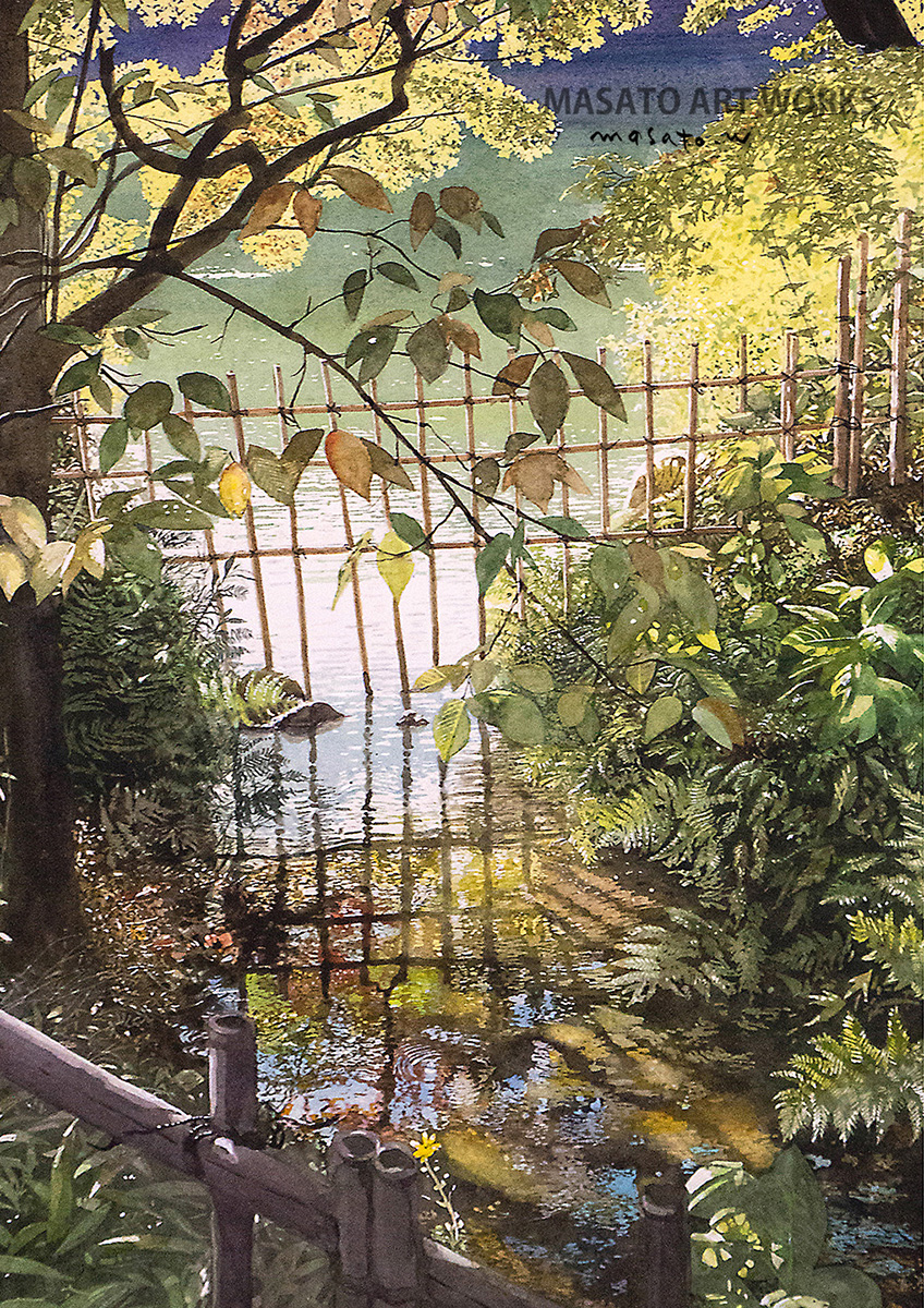 water18color's tweet image. 【水彩画プリント作品追加】初秋の光⚫︎水彩画と鉛筆スケッチのアートプリント販売 ⚫︎A3サイズ用紙（描画範囲A4程度）　Masato Art Works　 #artprint #手描き水彩画