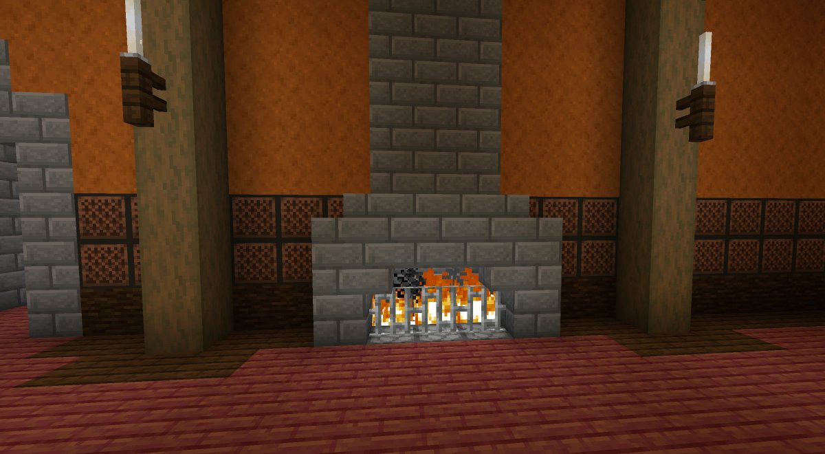 ligaderextrage1's tweet image. Wie findet ihr eigentlich das Design der Kamine in unserer neuen Halle auf Burg Dainheim? Wir haben dasselbe Design verwendet, das wir in allen größeren Gebäuden auf dem Server nutzen. Das Feuer brennt übrigens auf Nethersteinblöcken. #Minecraft #MinecraftBuilds #MinecraftServer