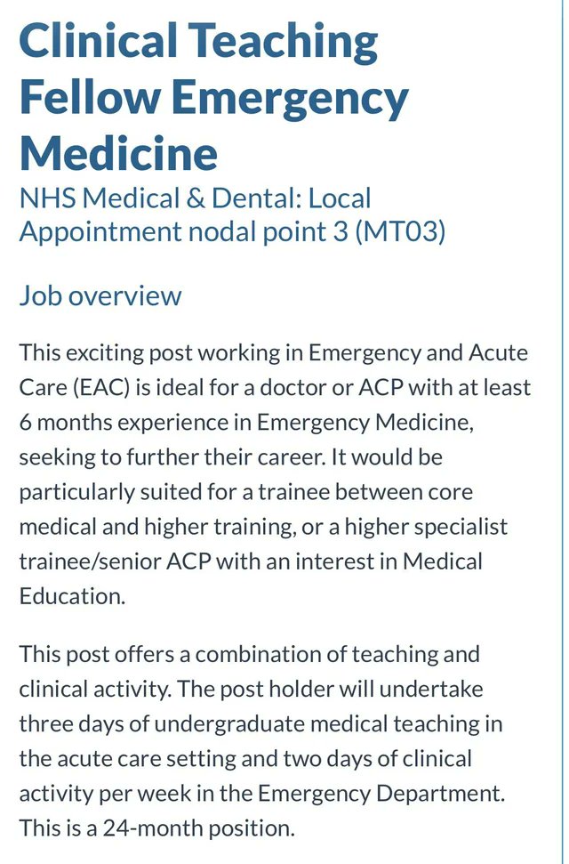 nhsswipecard's tweet image. Hello @nottmhospitals

I’m happy to arrange a teaching session for your recruitment lead to reiterate that ACPs (physios, podiatrists, pharmacists, etc.) are not equivalent to EM registrars.

They must not be allowed near this vacancy.

ACPs are unqualified for this role.