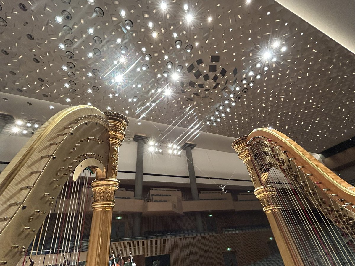 Xiksa's tweet image. 今日も衣里と一緒に弾けて嬉しかった💘
来週はサントリーホール、そしていよいよ #ハープデュオ・ファルファーレ🦋東京公演！

#京響