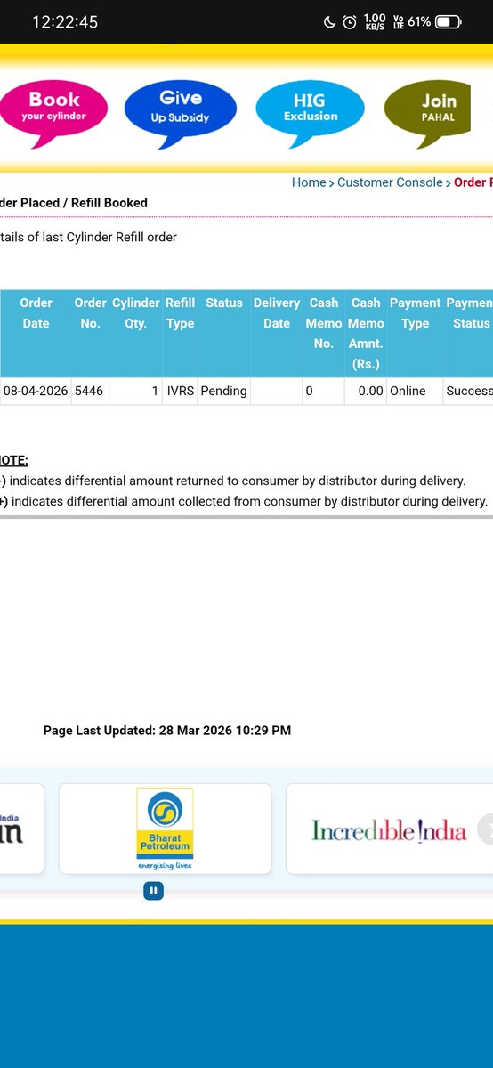 suragBNsuru's tweet photo. @MoPNG_eSeva @BPCLimited  @BPCLLPG
Is 2½ day delivery period specified by Govt. really works?
Cyl. bookd on 08/04 adv.paid is yet to be billd &amp; shuld I again &amp; again pressurise agncy for supply as done since past few mnths.
Kindly hav a luk &amp; provide the delivry at the earliest. https://t.co/XlLxkk1qci