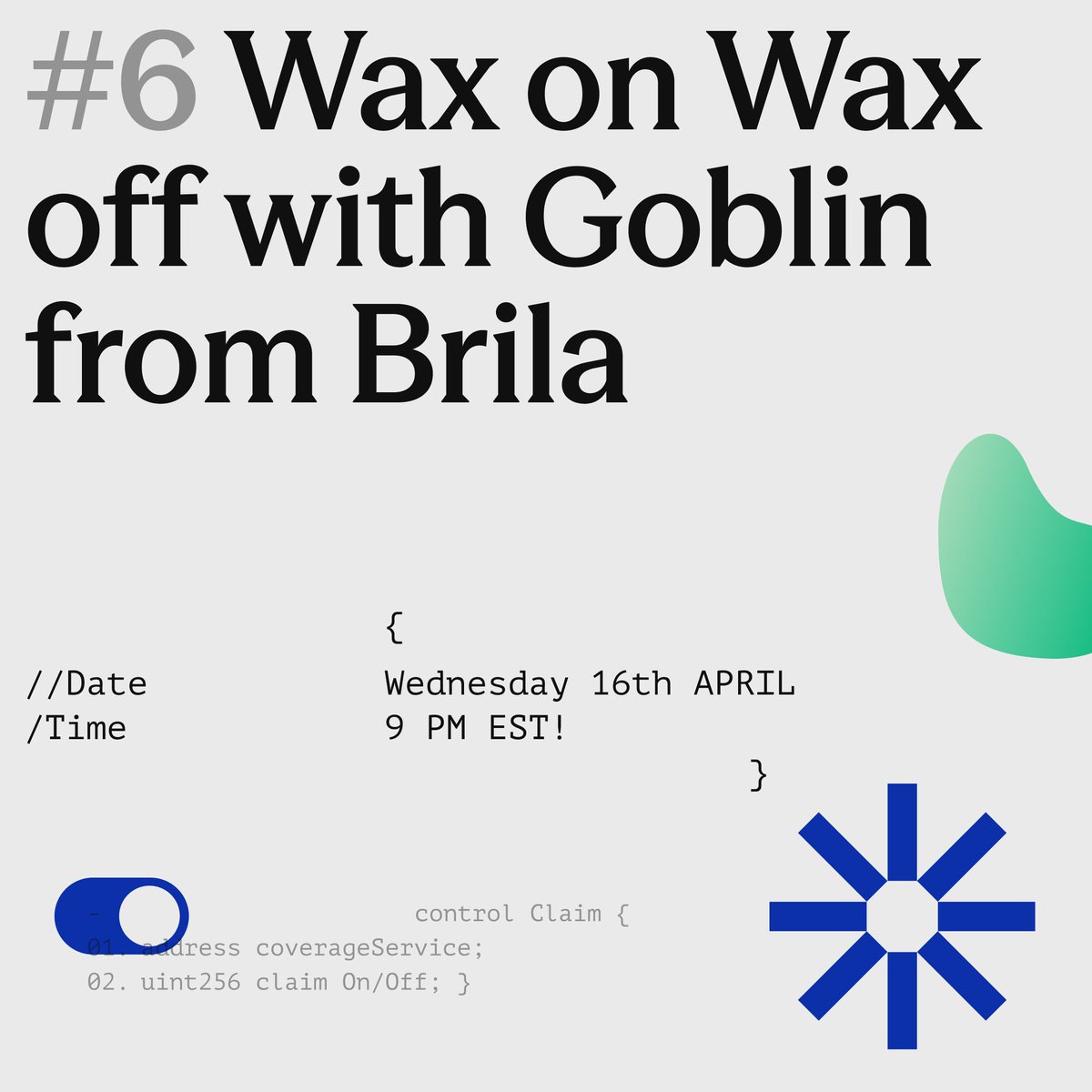 🚀 Our mate <a href="/SerHodlGoblin/">goblin🐻⛓️</a> from <a href="/BrilaFinance/">Brila</a> will be visiting us on our sixth TRANSMISSION! 🚀

Wednesday 16th April at 9:00 PM EST! 🎙️

We will be waxing on and waxing off.

Tune in on X Spaces.