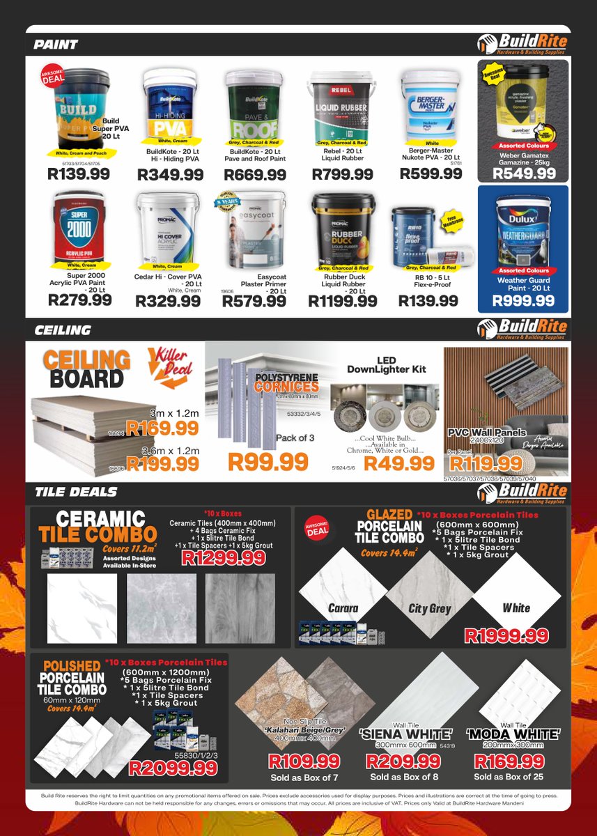 BuildriteH's tweet image. BuildRite Hardware Autumn Sale is now on at Mandeni... Are you ready for these Crazy prices and many more Amazing deals!!!😁

#buildritehardware #Mandeni #mandini #sundumbili #ilembe #ilembedistrict #4490