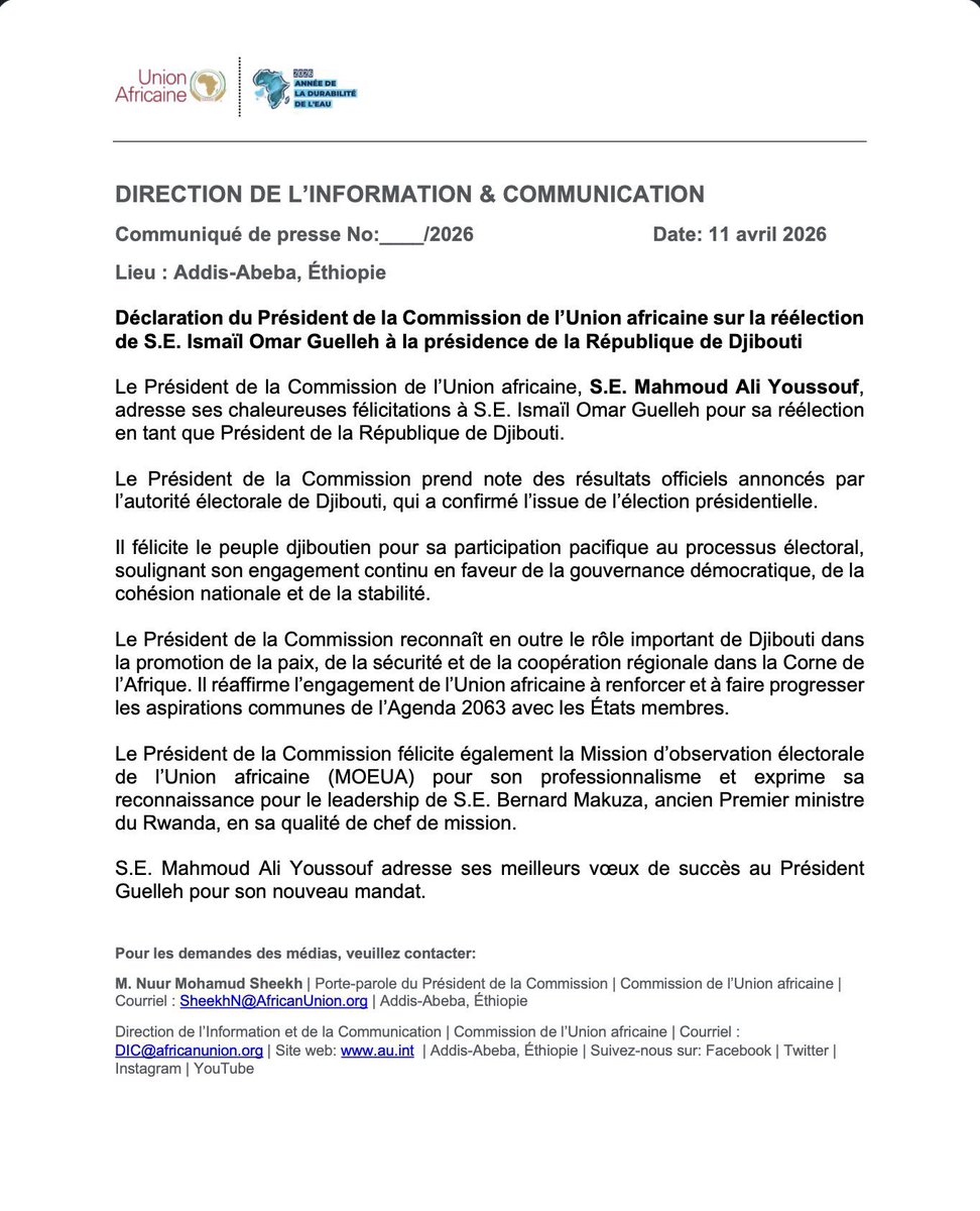 ali_naka's tweet image. Current AU chairperson Mahamoud Ali Youssouf and Former Minister of Foreign Affairs of Djibouti