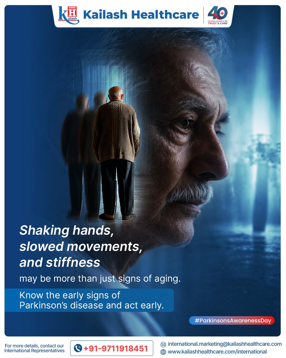 KHIndia_'s tweet photo. Shaking hands, slowed movements, or stiffness are often seen as aging, but may be early signs of Parkinson’s disease.
Early recognition helps better management. Call +91-97119 18451 or visit https://t.co/nDjPZN8PzS https://t.co/GYI5mcJrWi