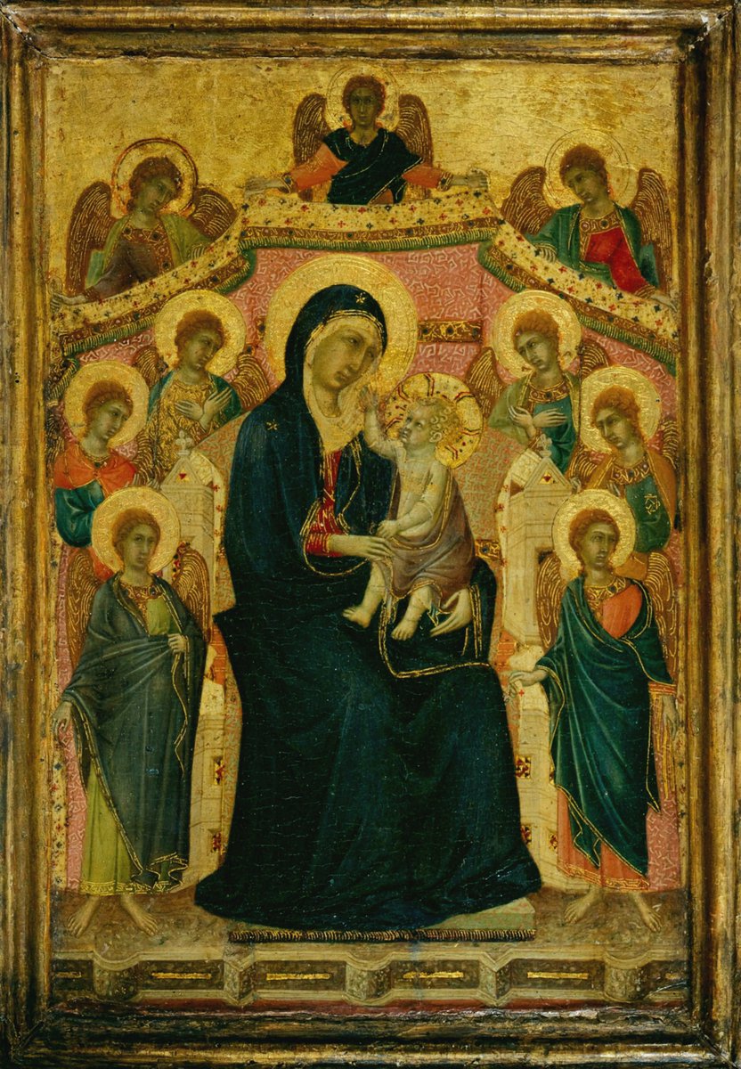 solas_na_greine's tweet image. Segna di Buonaventura, Madonna and Child with Nine Angels. Siena, Italy, ca. 1315