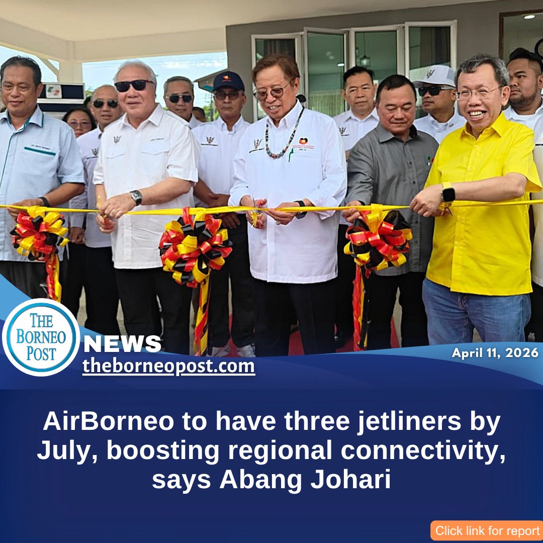 theborneopost's tweet photo. Sarawak-owned airline AirBorneo is expected to operate three jetliners by July, connecting Kuala Lumpur, Singapore, Kota Kinabalu and Jakarta, says Premier Datuk Patinggi Tan Sri Abang Johari Tun Openg.
https://t.co/gy0b5rlwaD
#Sarawak #AirBorneo #Aviation #Jetliners https://t.co/PP8UJk6783