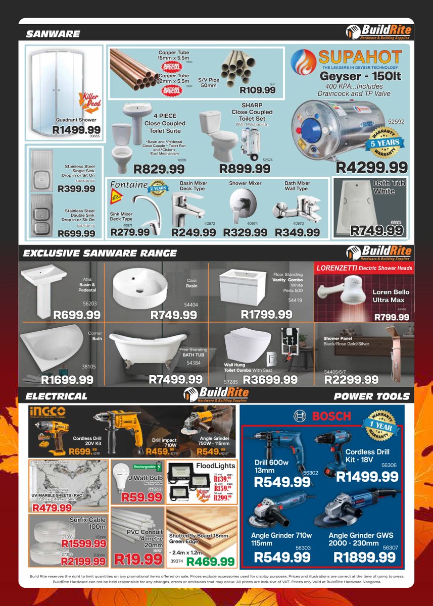 BuildriteH's tweet image. BuildRite Hardware Autumn Sale is now on at Nongoma...Are you ready for these Crazy Prices and many more Amazing deals!!!😁

#buildritehardware #hardware #hardwarestore #affordable #dream
#nongoma #zululand #kwazulunatal #035 #3950