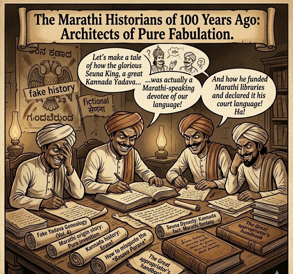 Mummadi_Govinda's tweet photo. How Marathi Historians wrote cock and Bull stories to create imaginary stories to fill their nonexistent history by appropriating Kannada kings who looked down on them. Complete thread🧵👇 https://t.co/APMXa74BEC