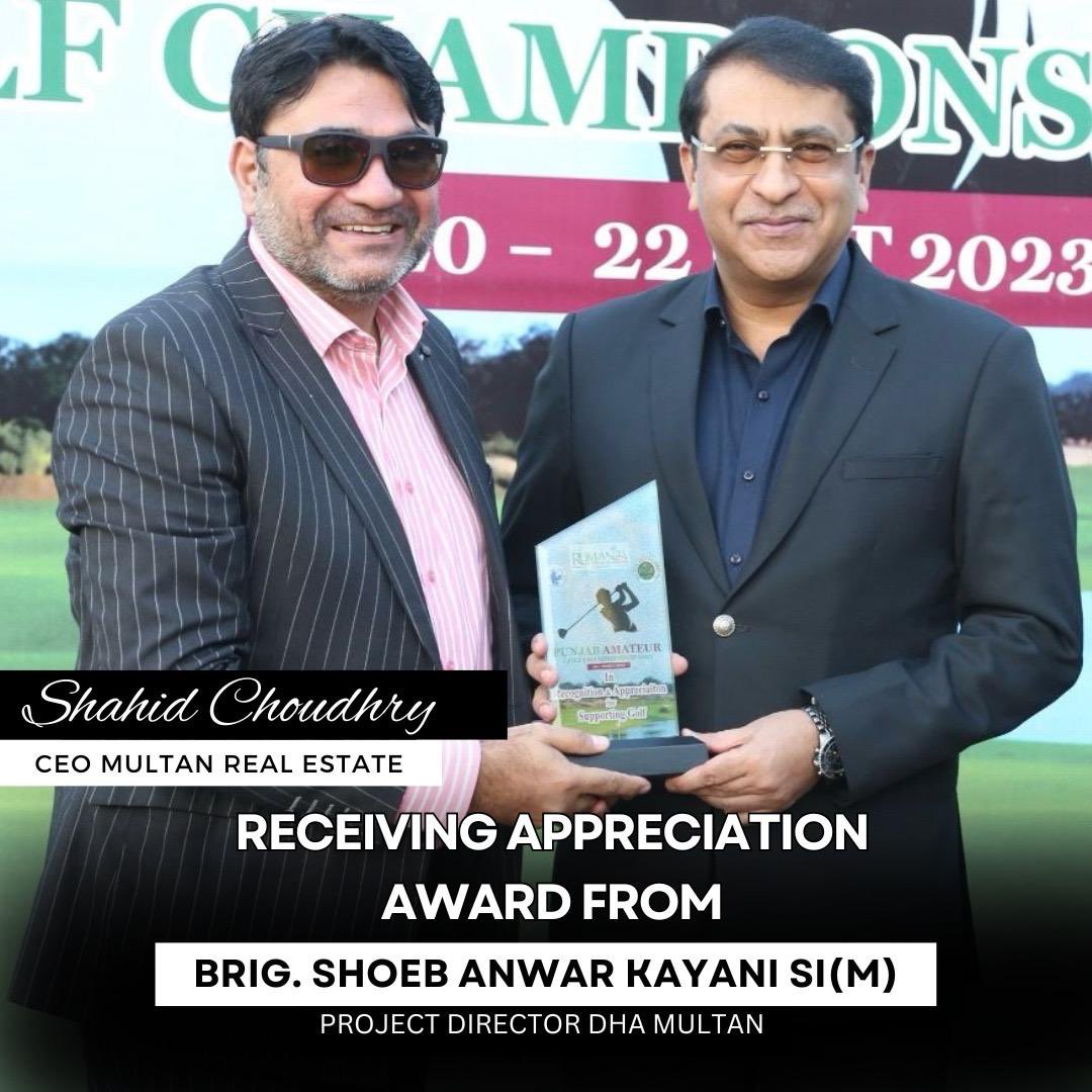 ShahidChSpeaks's tweet image. Honored and proud to be awarded by the Project Director of DHA Multan at the prestigious Rumanza Golf Club — a truly great moment!

#DHAMultan #RumanzaGolfClub #AwardMoment #ProudMoment #RealEstatePakistan