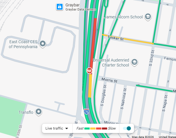PhillyTrafficWX's tweet image. Looks to be an incident west on 76 in the area of Grays Ferry causing a minor slow down. #southphilly