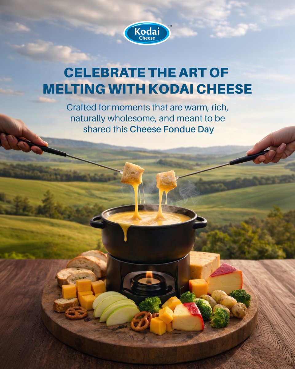 KodaiCheese's tweet photo. Celebrate the joy of slow, melting moments with Kodai Cheese 
Warm, rich &amp; made to be shared—every dip brings people closer. ✨

#Kodaicheese #ArtisanCheese #GourmetCheese #CheeseFondue #CheeseLovers https://t.co/uBNad1wLnX