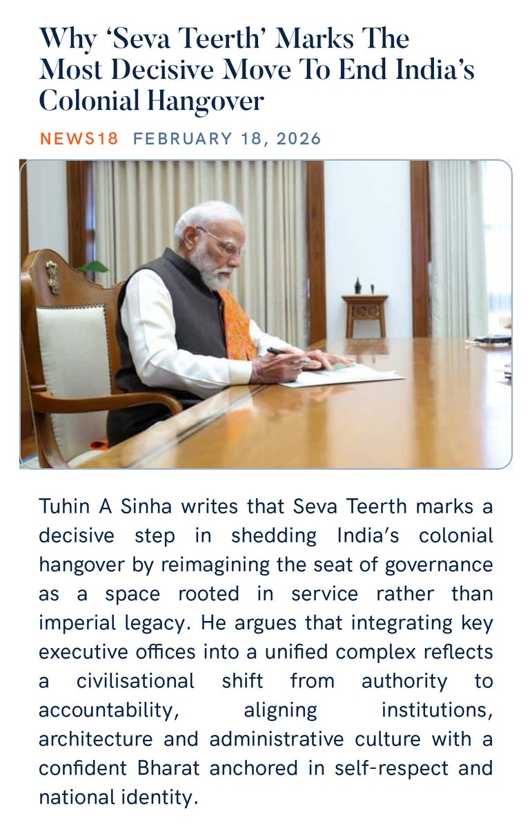 From symbols of colonial rule to symbols of national pride 🇮🇳
PM <a href="/narendramodi/">Narendra Modi</a> Ji is ending the colonial-era mindset:
PMO ➡️ Seva Teerth
St. George’s Cross ➡️ Chhatrapati Shivaji Maharaj Ensign
Rajpath ➡️ Kartavya Path
From Raj to Kartavya. 
news18.com/opinion/opinio…
<a href="/PMOIndia/">PMO India</a>