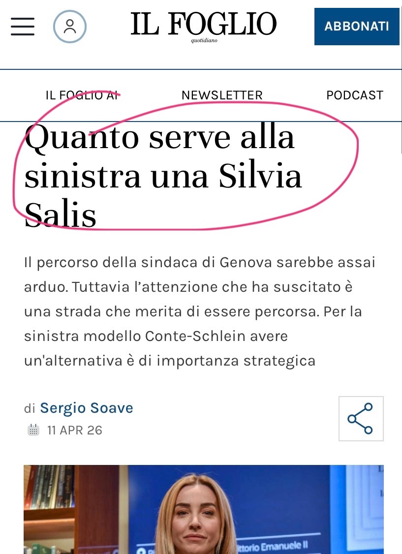 Zerovirgola2's tweet photo. E con l’endorsement del Foglio direi che non c’è più nulla da aggiungere 

#silviaSalis https://t.co/CtWwgTaGaM