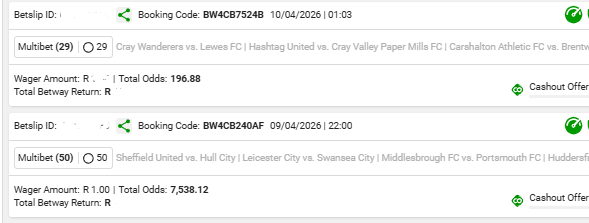 ThaboMakgobi's tweet image. It’s been a minute… but we’re back for 16:00 #PowerHour ⚽🔥

Full-Time Over 1.5 Goals across SEVEN countries — not just England like before:
 🏴󠁧󠁢󠁥󠁮󠁧󠁿🇬🇧 🇧🇪 🇹🇷 🇭🇷 🇫🇮 🏴󠁧󠁢󠁳󠁣󠁴󠁿

50 Legs | 7K Odds 🎯
🎟️ BW4CB240AF

29 Legs | 190 Odds ⚽
🎟️ BW4CB7524B

Let’s see goals flying this afternoon.