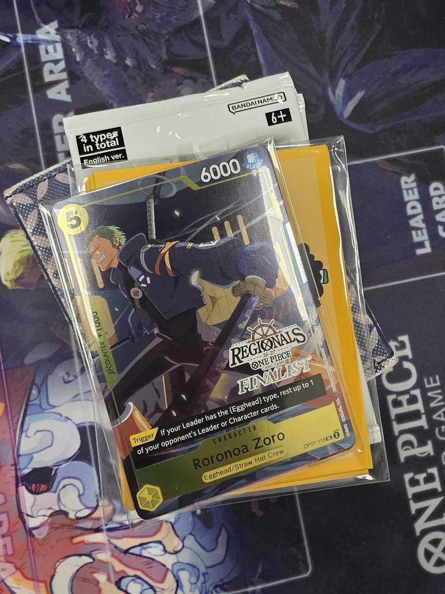 ENENE_15's tweet photo. Got to play 2 store regionals before my Korea/Japan trip

5-1 with Mihawk pocket format
4th/64 for invite

4-1 with P enel OP15 but gave win last round to split finalist pack and give inv to friend

Happy with inv, I'll come back as WS worlds winner hopefully https://t.co/TwOIZwKgG9