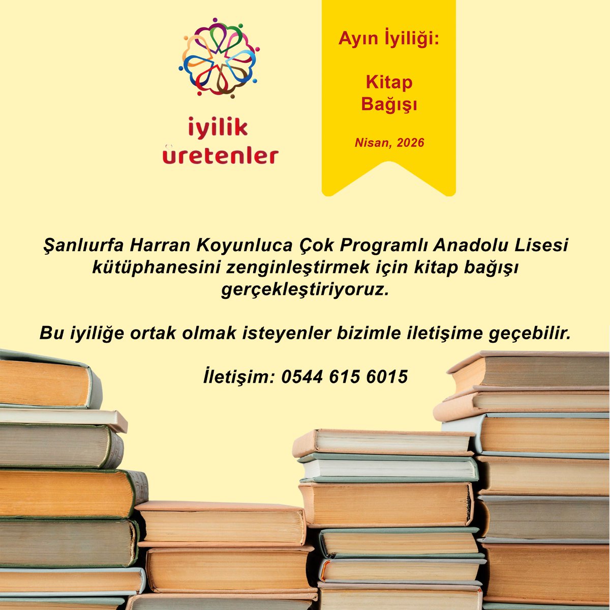 iyilikureten's tweet photo. Ayın İyiliği olarak kitap bağışı yapıyoruz. 📚

Şanlıurfa Harran Koyunluca Çok Programlı Anadolu Lisesi kütüphanesini zenginleştirmek için kitap bağışı gerçekleştiriyoruz. 

Bu iyiliğe ortak olmak isteyenler bizimle iletişime geçebilir. ✨

İletişim: 0544 615 60 15 https://t.co/xF3YyYs7sC