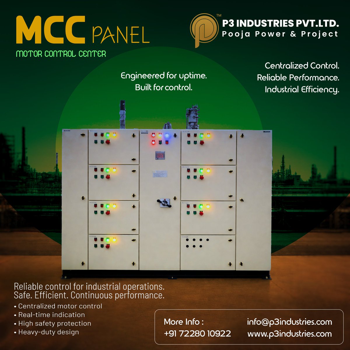 poojapowertech2's tweet photo. MOTOR CONTROL CENTER (MCC) PANEL
Centralized Control. Reliable Performance. Industrial Efficiency.
Reliable control for industrial operations.
Safe. Efficient. Continuous performance.
#MCCPanel #MotorControlCenter #IndustrialAutomation #ElectricalPanels #PowerControl #Industry https://t.co/HwXpoABO7Q