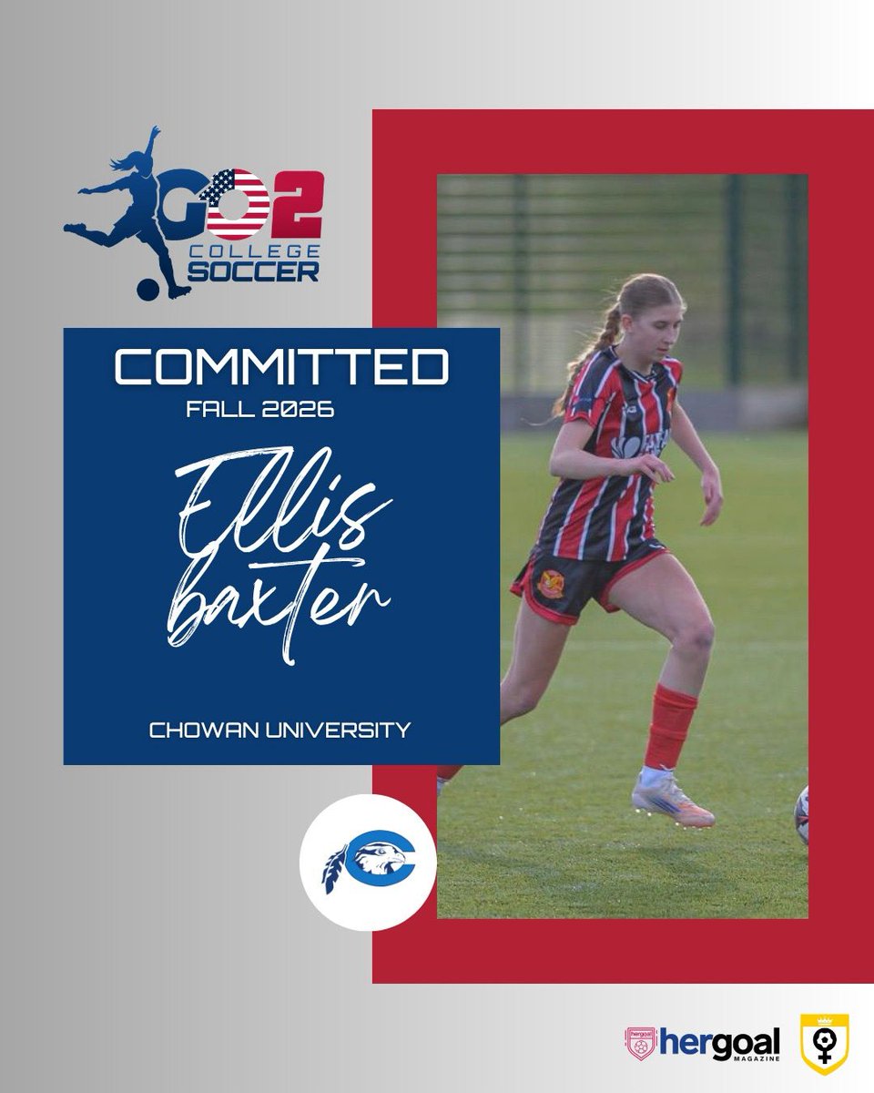 ✍️ 𝘾𝙤𝙢𝙢𝙞𝙩𝙢𝙚𝙣𝙩

A big congratulations to Go 2 College Soccer client Ellis Baxter🇬🇧 who has committed to Chowan University in the NCAA for Fall 2026.

Ellis is a forward player who is versatile who can play centrally or on either wing. When given an opportunity, she is