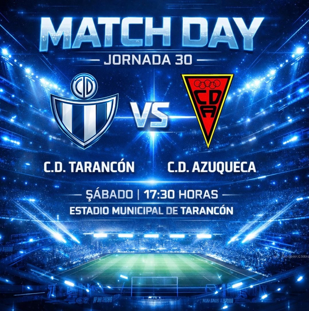 CDTarancon's tweet image. 🔥 MATCH DAY 🔥
Hoy jugamos en casa 💙🤍

🆚 C.D. Azuqueca
⏰ 17:30
🏟 Municipal de Tarancón

¡Con nuestra gente, a por la victoria! 💪⚽️

¡Vamos equipo! ¡Vamos Tarancón! 💙⚽️🤍 #MatchDay #VamosTarancón #EnCasa #Fútbol