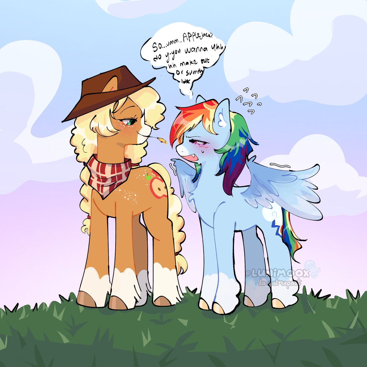 Lunimo0x's tweet image. Disaster lesbian horse attempts to flirt

(Couldn't decide between background and no background so you get both)

#appledash #mlpfim #mlp