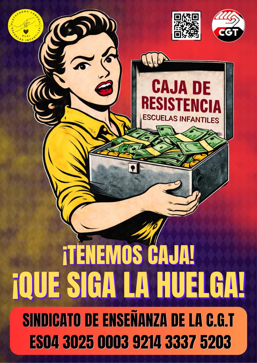 Menoslectivas's tweet image. Caja de resistencia para apoyar la huelga de 0-3. 

Aporta lo que puedas y difunde para sostener su lucha 👇💛💚