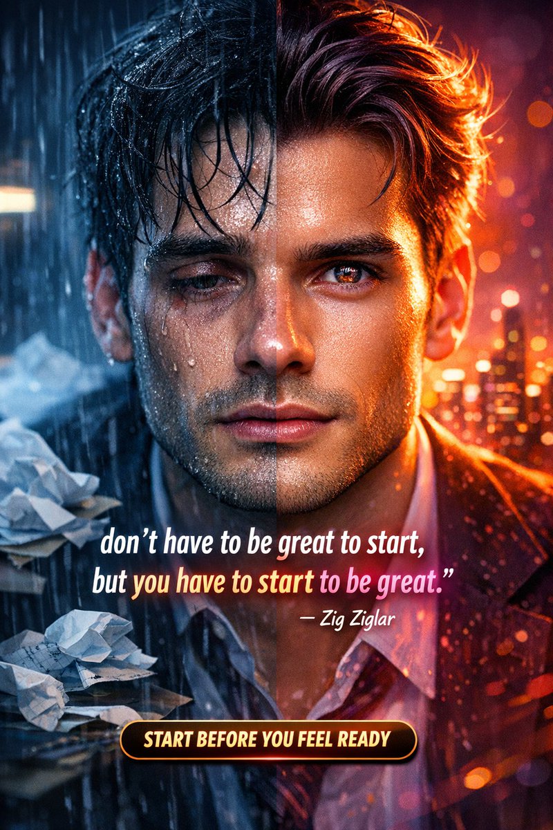 AlexCeccos's tweet image. Most people are still "getting ready."
That's the trap.🪤

Waiting for: ❌ The perfect moment ❌ Enough confidence ❌ Zero risk

"You don't have to be great to start — but you have to start to be great." — Zig Ziglar.

START BEFORE YOU FEEL READY.🚀

#BusinessMindset #TakeAction