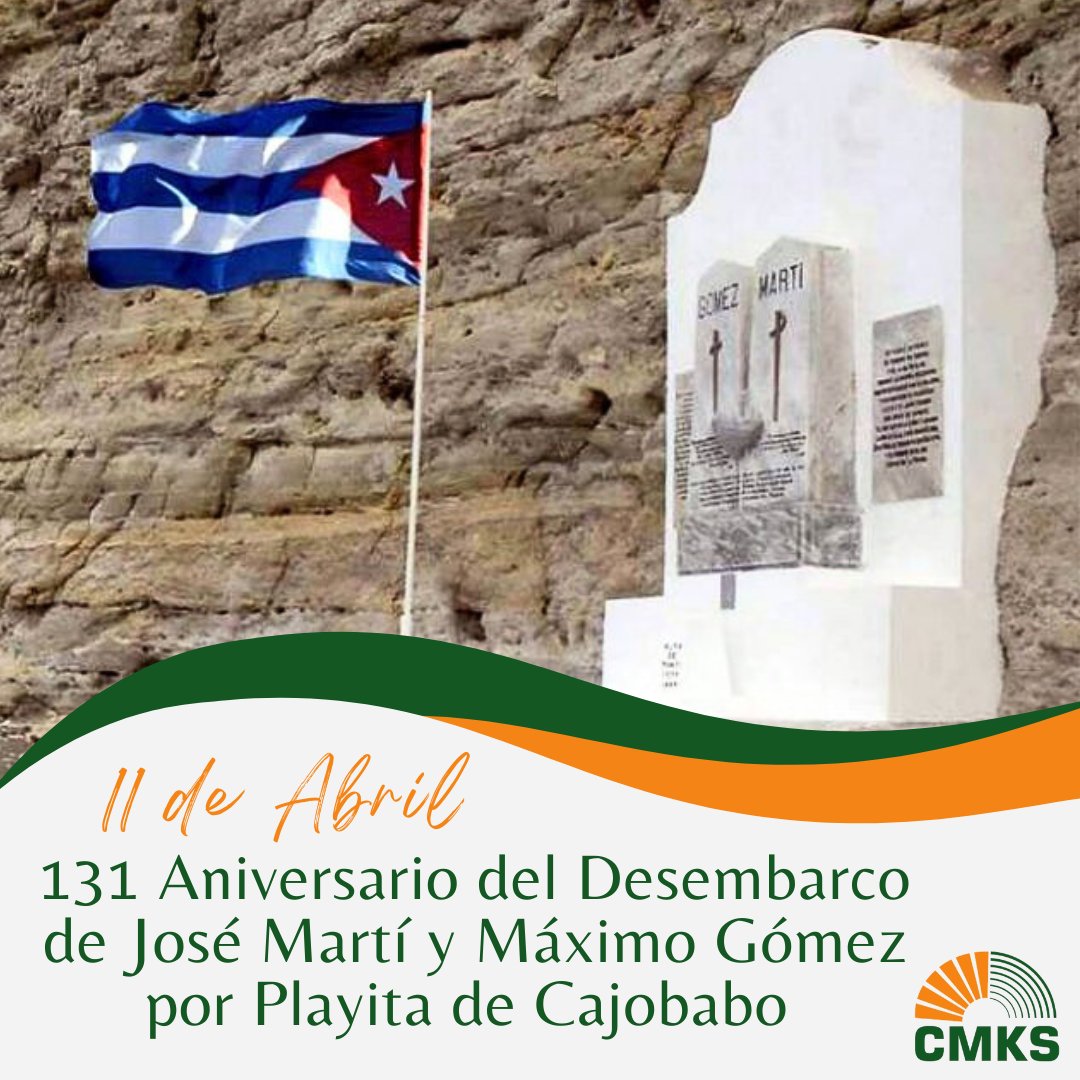 Este 11 de abril #Guantánamo conmemoramos el 131 aniversario del desembarco independentista del Apóstol José Martí y El Generalísimo Máximo Gómez, junto a otros patriotas por Playita de Cajobabo, Imías, para incorporarse a la Guerra Necesaria.