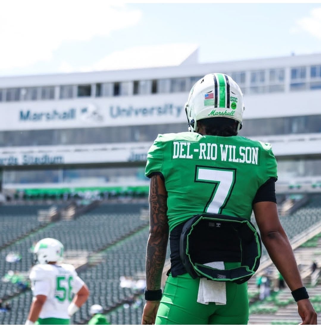 NCAAFNation247's tweet image. ● QB Spotlight ●

Carlos Del Rio-Wilson - Marshall

• Del Rio-Wilson is one of the top returning #G6 QBs in 2026. In his career he's thrown for 2,667 yards 21 Touchdowns 13 INTs while completing 61.2% of his passes. He's also rushed for 808 yards 7 Touchdowns.
