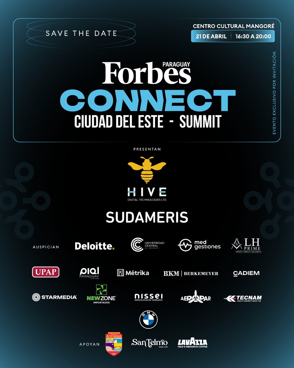 ForbesParaguay's tweet image. #SUMMIT | Forbes Paraguay Connect Summit Ciudad del Este

Un espacio de encuentro para líderes empresariales, referentes del sector productivo y protagonistas del ecosistema de negocios. Se analizarán las oportunidades, desafíos y tendencias que impulsan el desarrollo económico y